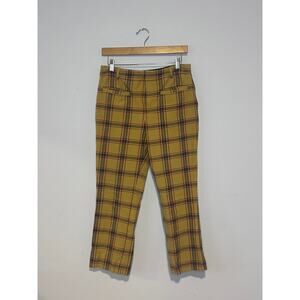 Maeve Anthropologie Essential Slim Kick Flare Pants Yellow Plaid - (Size 14)